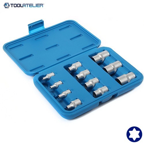 Accessoire auto : DOUILLES, TORX FEMELLE, CARRE 1/4 ET 3/8 + ADAPTATEUR 1/2  X9 pas cher 22716231